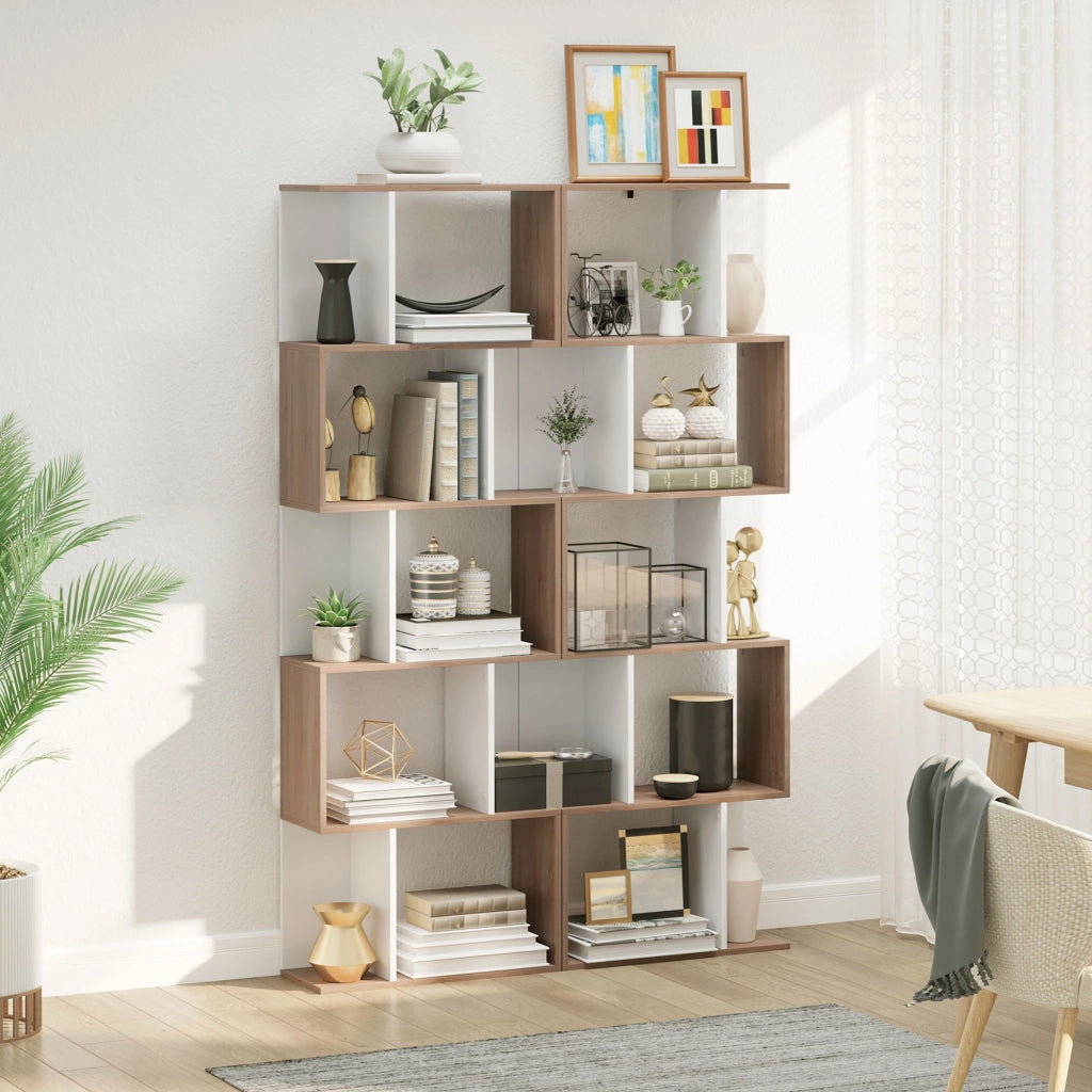 Libreria a 5 Ripiani Forma S ¨C Xylo ¨C Legno Bianco 60x24x184.5 cm