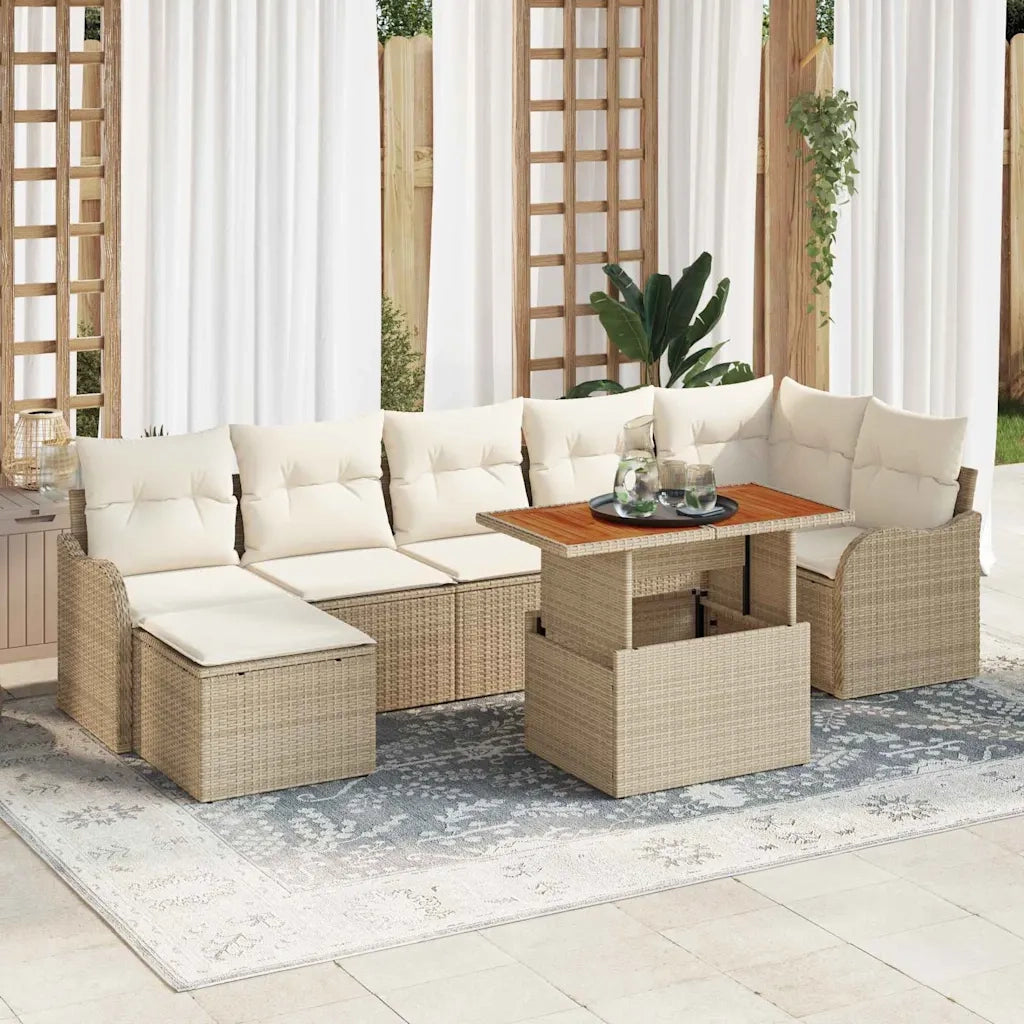 Set Divano da Giardino 8 pcs Beige Poly Rattan 3358227