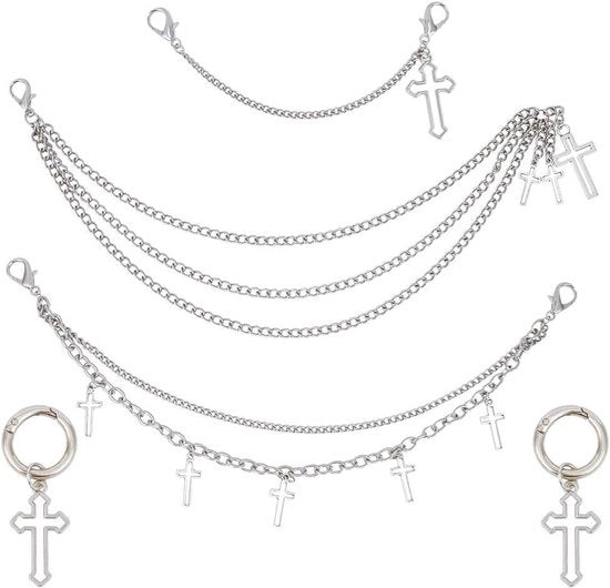 Hanger per Manubrio con Catena Argentea per Portachiavi e Borse
