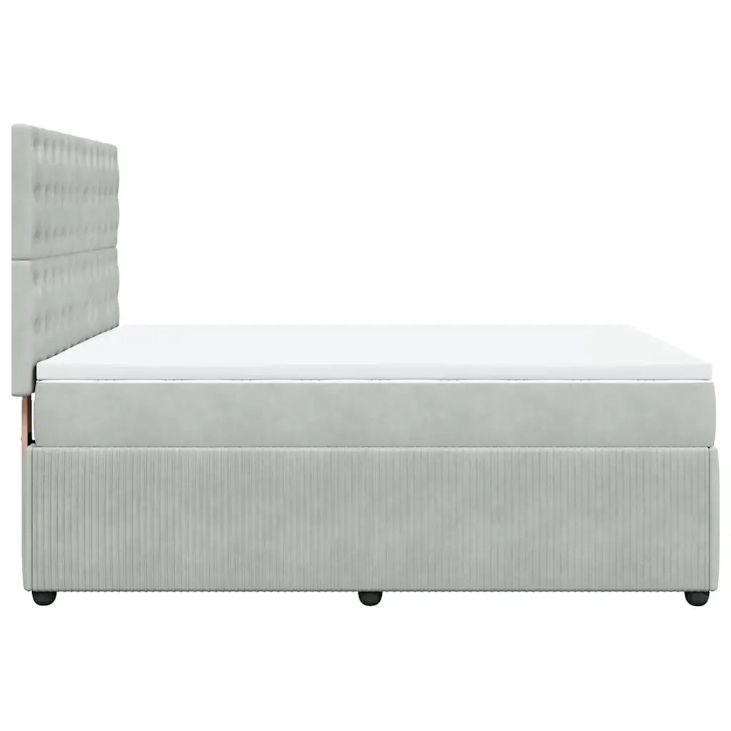 Giroletto a Molle con Materasso Grigio Chiaro 140x190cm Velluto 3294646