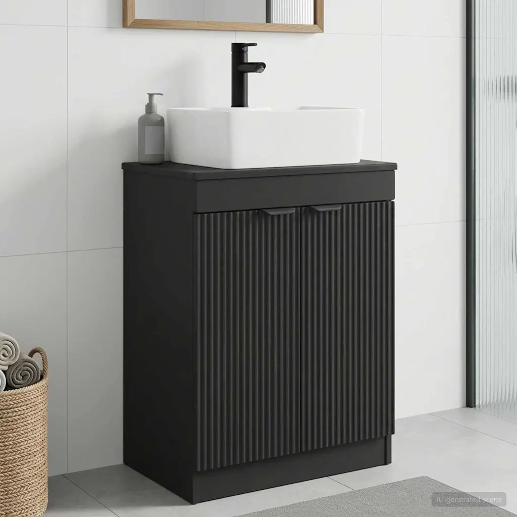 Mobile da bagno con Lavabo | Armadio Lavabo Nero 54 x 35 x 83 cm