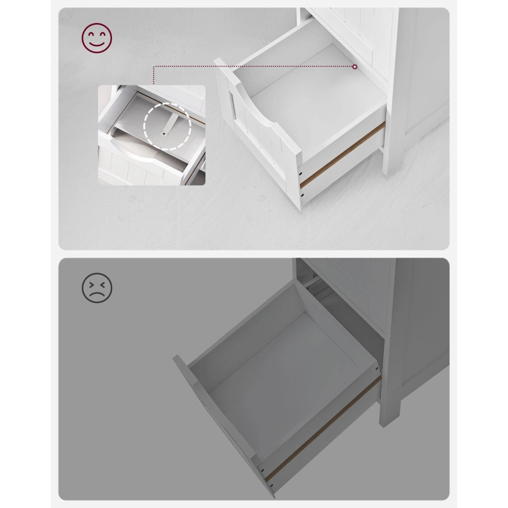 Mobiletto da Bagno Salvaspazio con 4 Cassetti in Legno Bianco