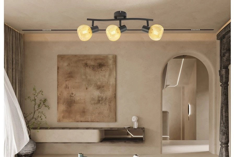 Plafoniera Reality Loretto nera 3 luci E14 oro rete