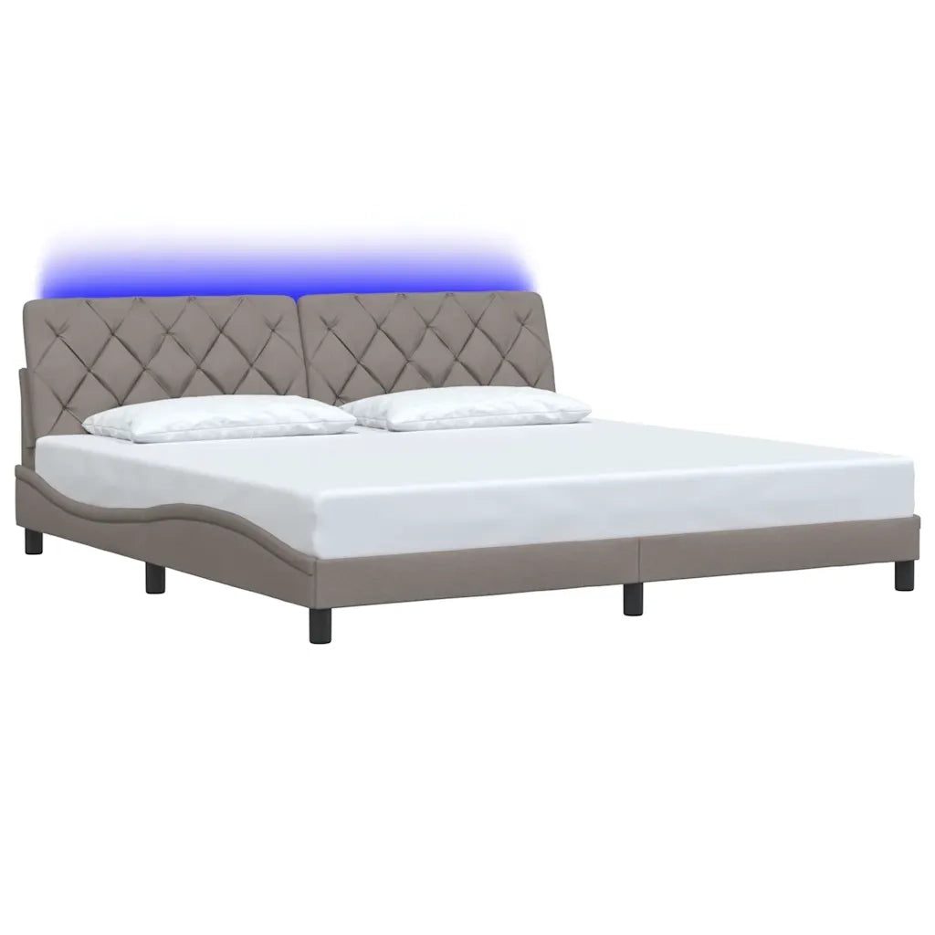 Giroletto con LED senza Materasso Tortora 200x200 cm in Tessuto 3310696