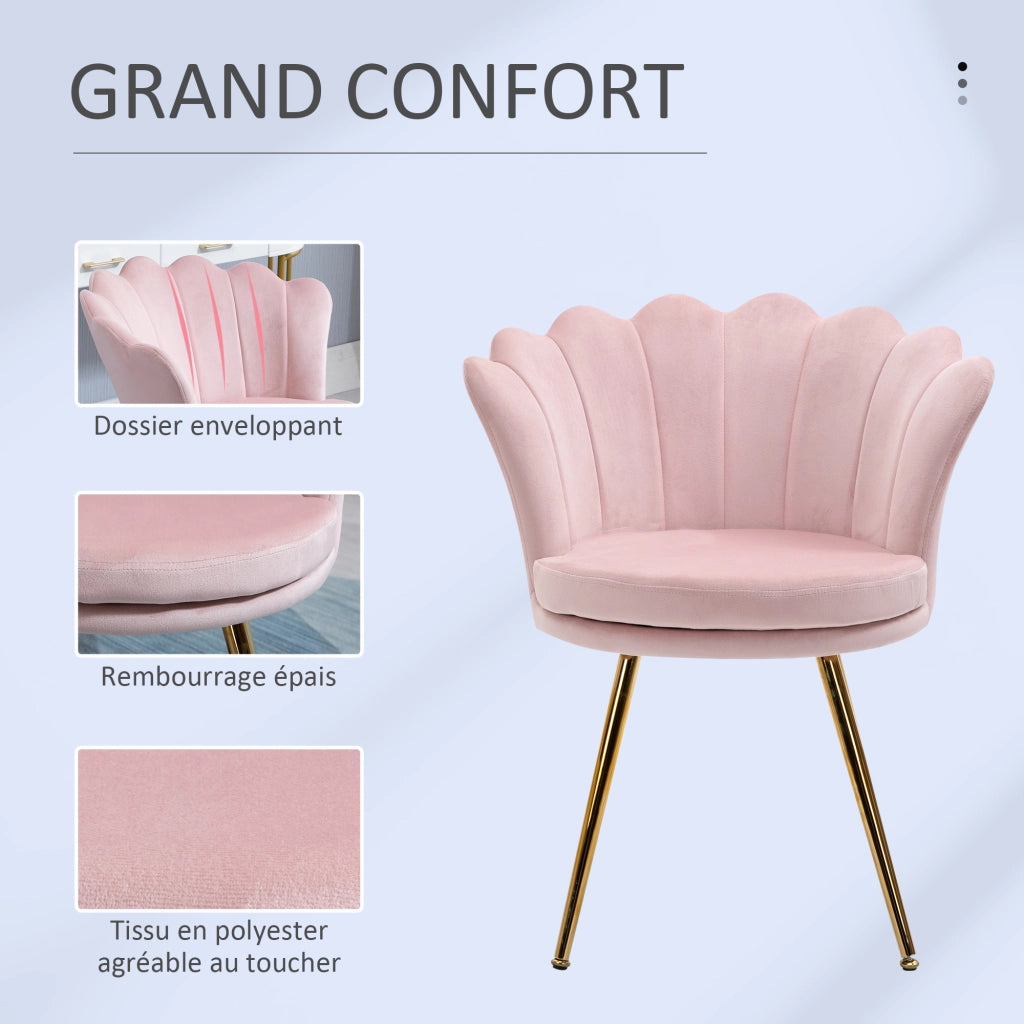 Poltrona in velluto con gambe in metallo dorato ¨C Minimal ¨C 67x64x77 cm rosa