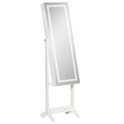 Armadio Gioielli con Luci LED e Ripiani ¨C zephmum ¨C 46x36,5x151,5 cm Bianco