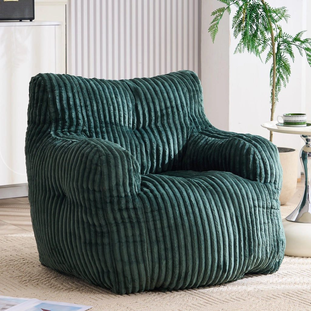 Pouf Sacco Imbottito in Tessuto a Coste ¨C MINIMAL ¨C Verde