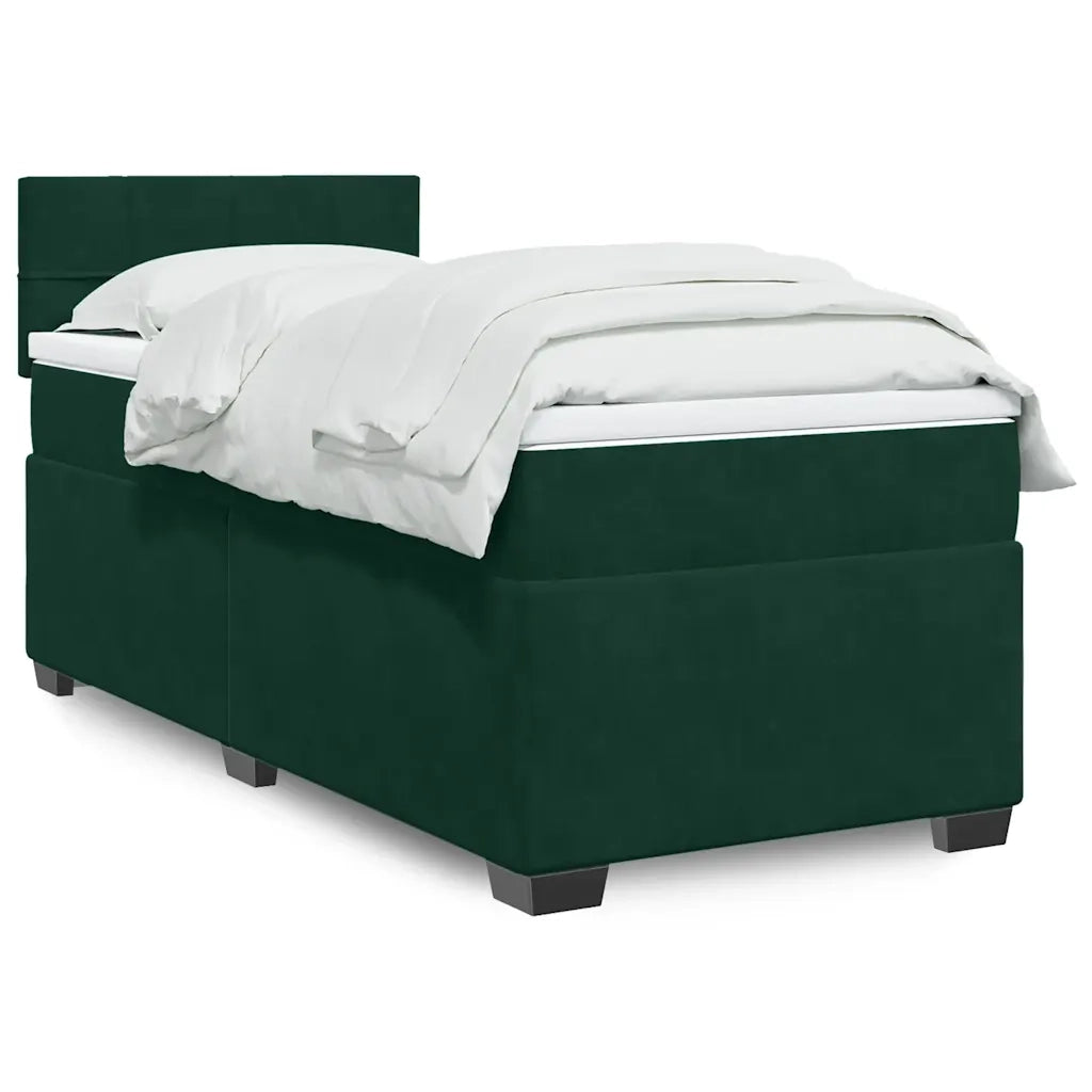 Giroletto a Molle con Materasso Verde Scuro 80x200 cm Velluto 3288465