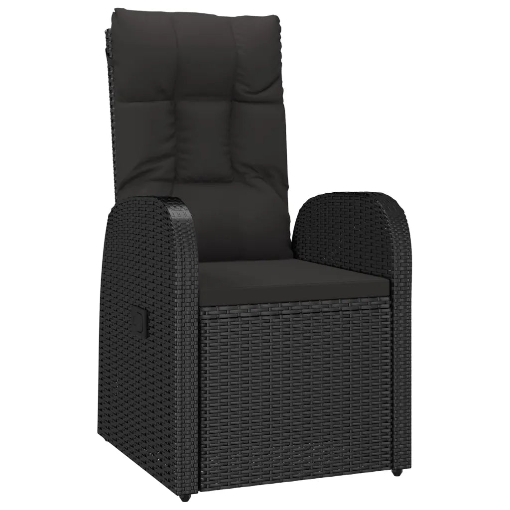 Set da Pranzo da Giardino 9 pz con Cuscini Nero in Polyrattan 3157604