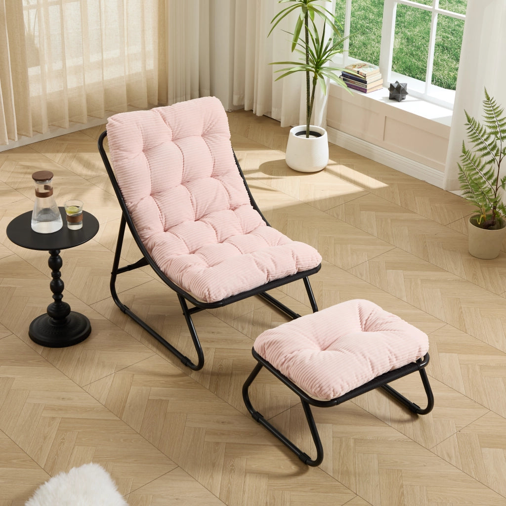 SEDIA LOUNGE DA ESTERNO Con pouf 65x78x86 cm Acciaio Rosa