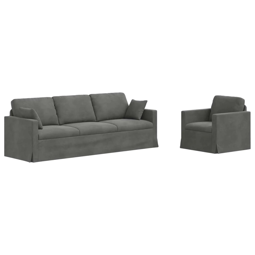 Divano 2 pcs Grigio scuro 228 x 78 x 80 cm Velluto