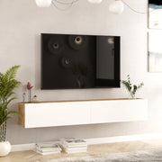 Mobile Porta TV Lapinlahti con 2 Ante a Ribalta Consolle da Parete 180 cm - Rovere Rustico/Bianco [en.casa]