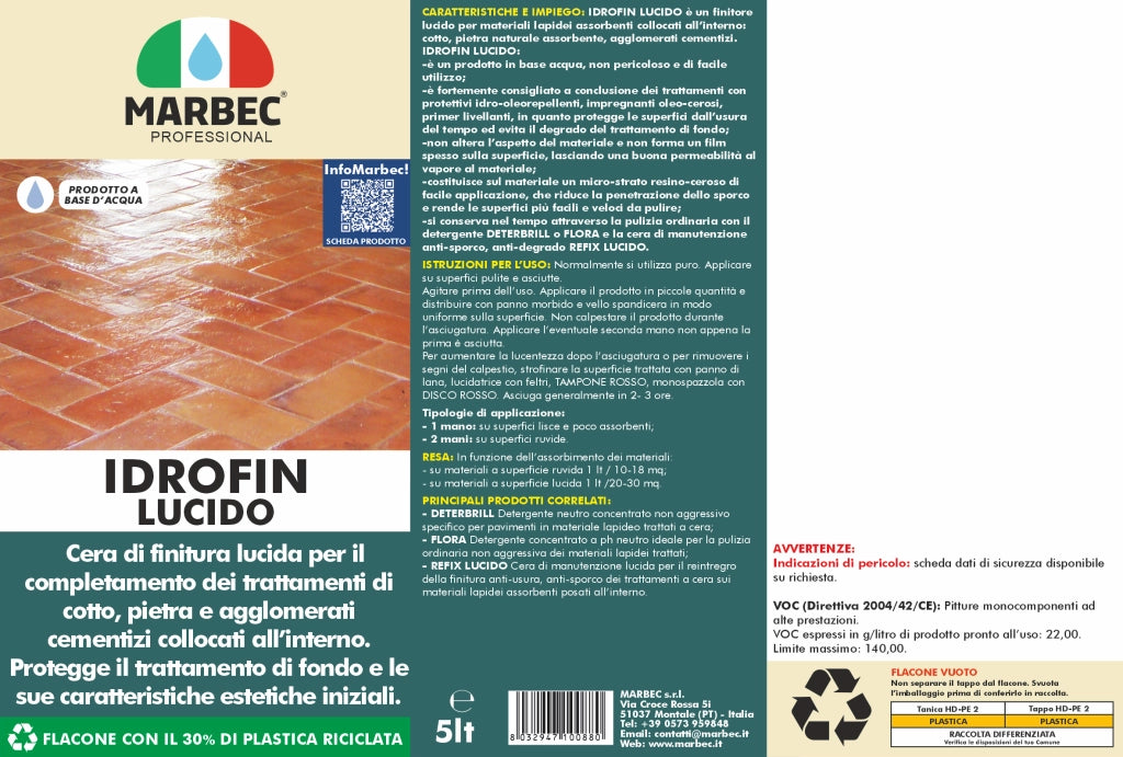 Cera per pavimenti IDROFIN LUCIDO   5LT