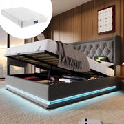 Letto imbottito - Xylo - 140x200 - Grigio, struttura sollevabile