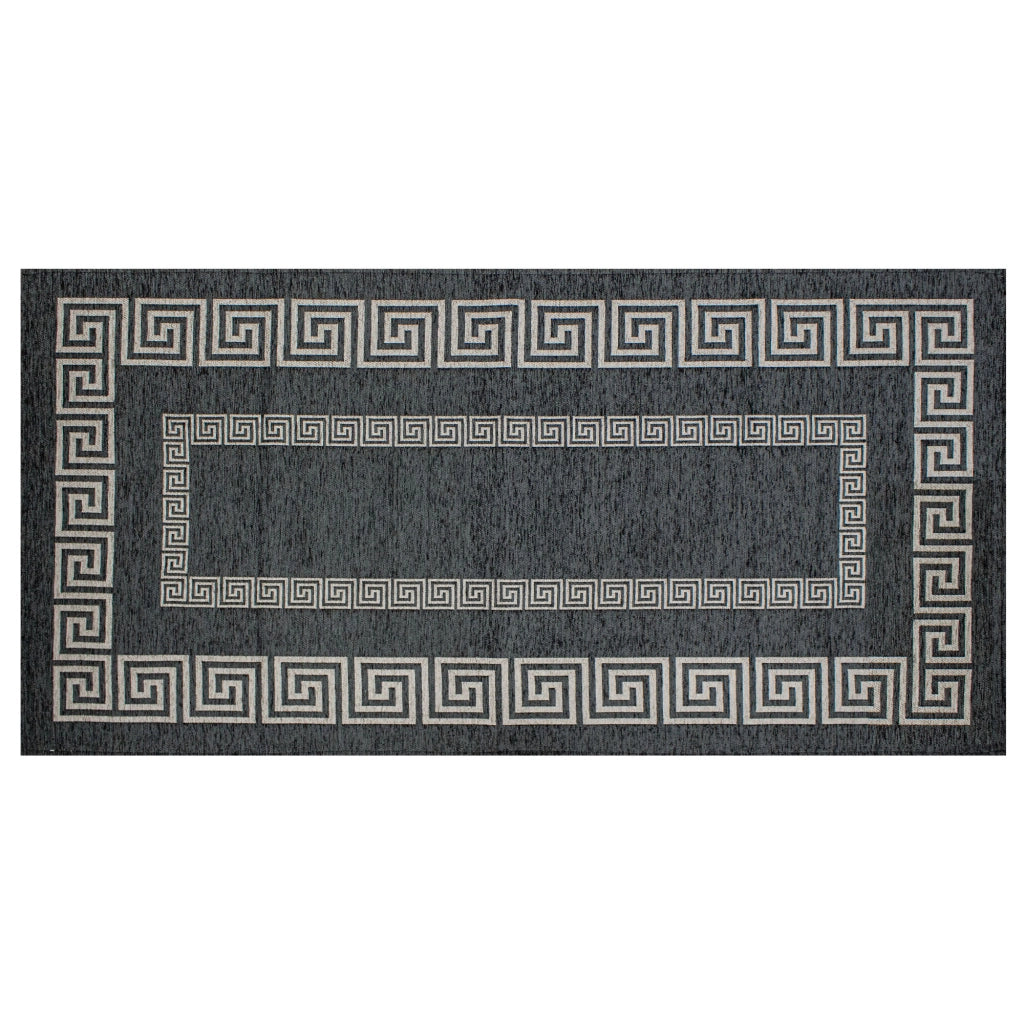 Tappeto Arredo Moderno Morbido in Ciniglia Ingresso Antiscivolo Prodotto Italiano  Soggiorno Camera Salotto Disegni Piazzati Cotone Varie Misure Grande Atena/Antracite - 65x220 cm