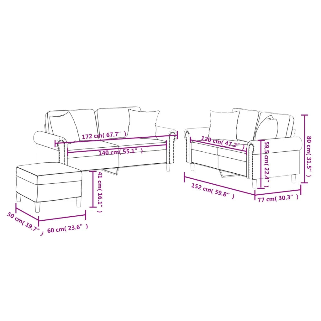 Set di Divani 3 pz con Cuscini Cappuccino in Similpelle 3202169