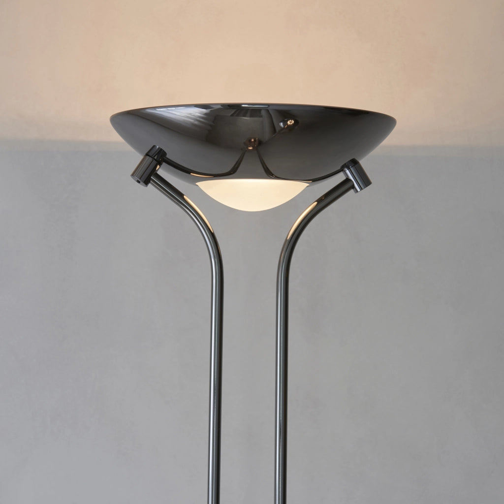 Lampada da terra Rome Endon nero cromo doppia dimmer