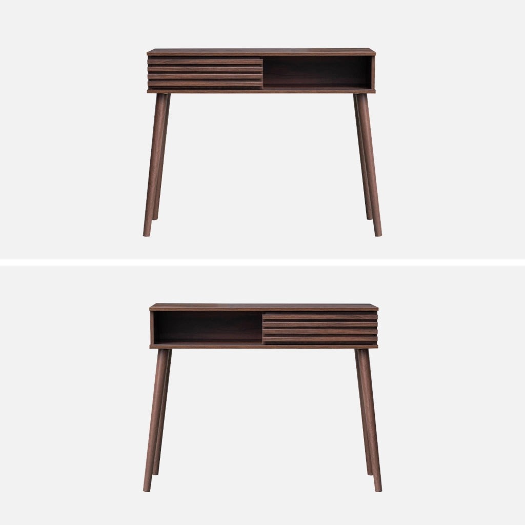 Consolle con 2 cassetti effetto legno naturale, 100cm, noce