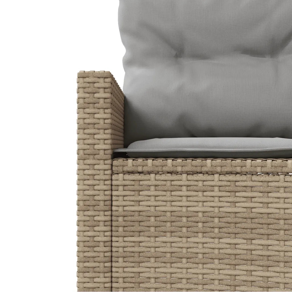 Divano Giardino con Tavolo e Cuscini Circolare Beige Polyrattan 3318537