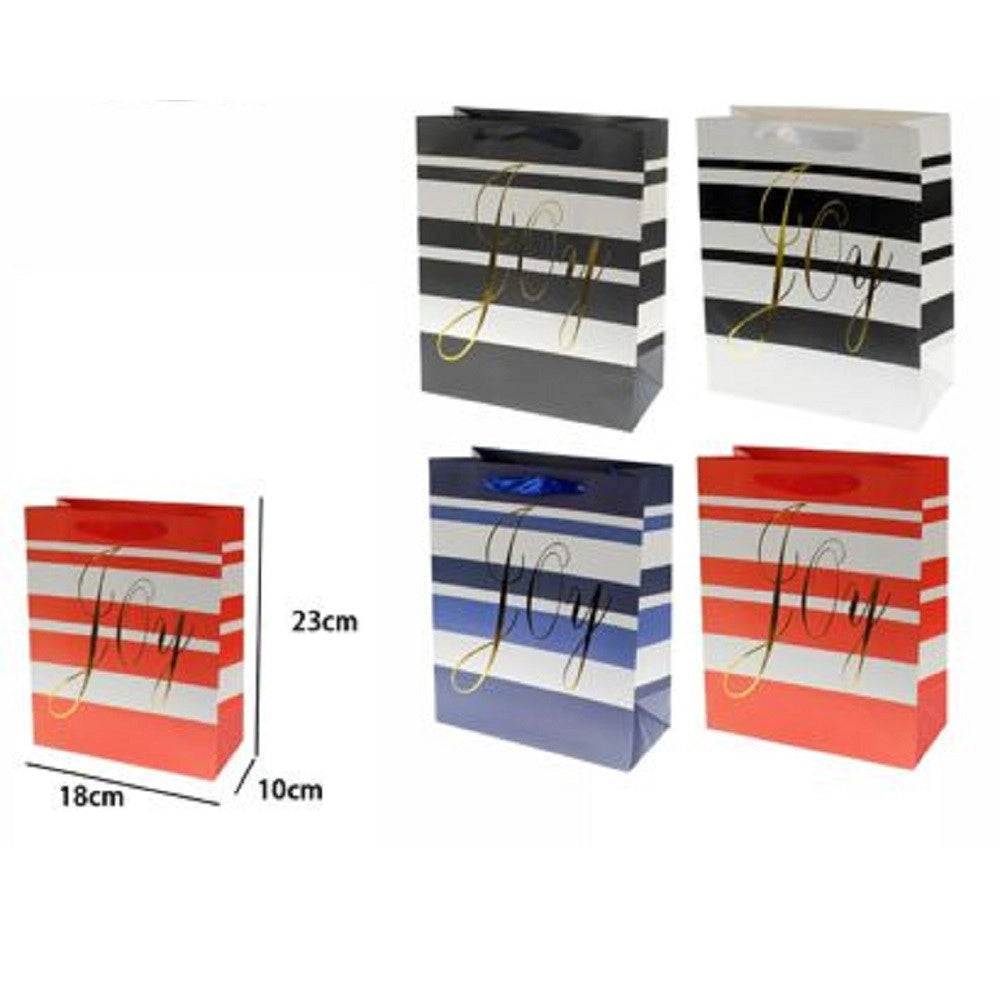 Trade Shop - Set 3pz Buste Busta Da Regalo 23x18x10cm Sacchetto Scritta Joy 69958 Vari Colori -