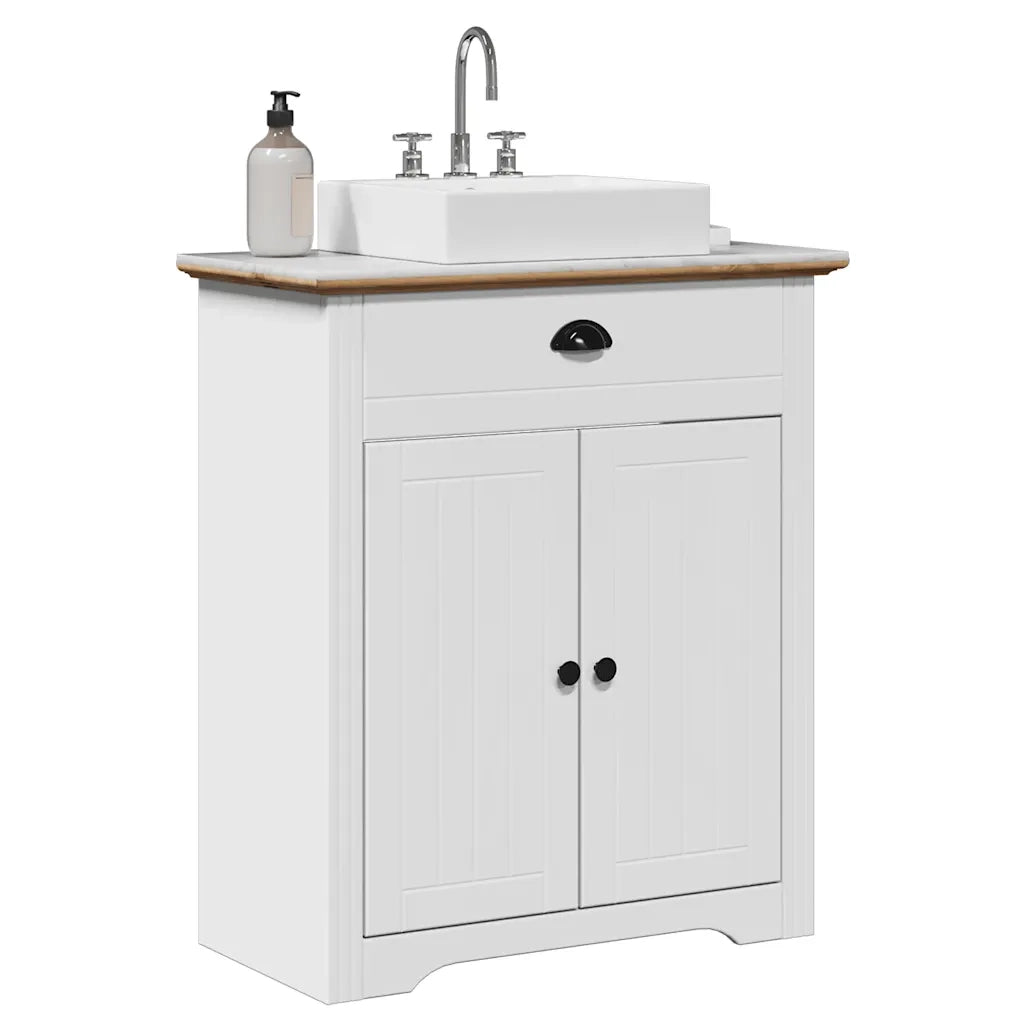 Mobile Lavabo da Bagno BODO Bianco e Marrone 70x35x80 cm 4016864