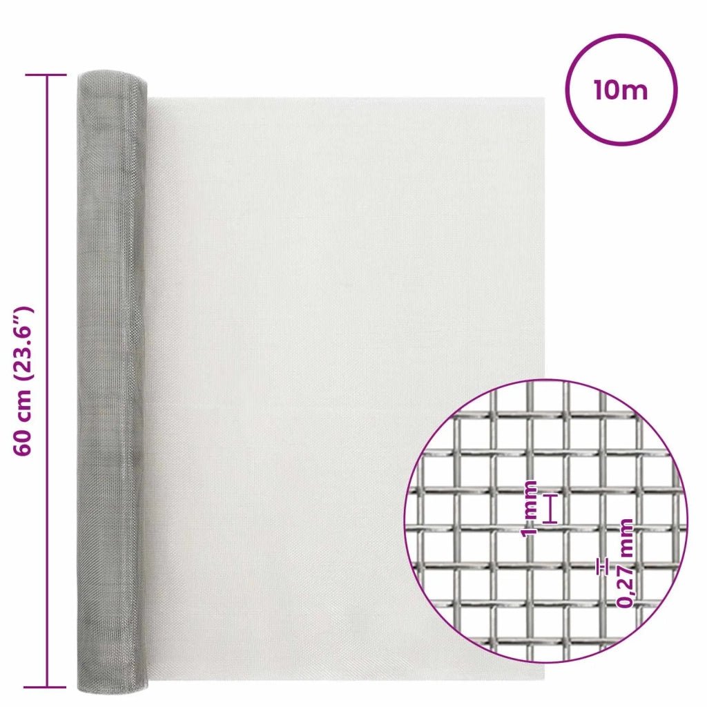 Rete per schermatura 60 x 1000 cm 20 Mesh Argento 42039534