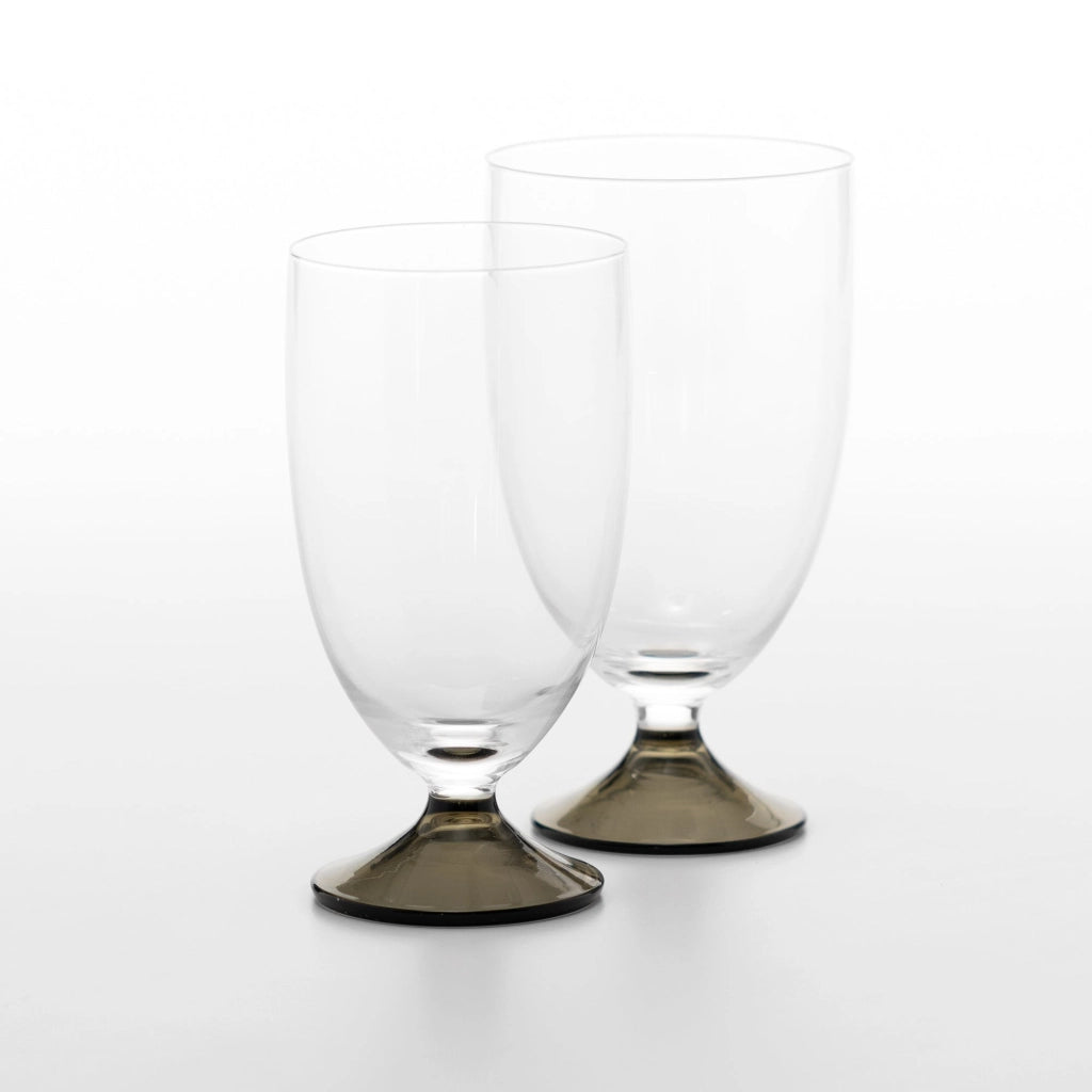 Zafferano Calice Maestro Set da 4 Pezzi in vetro soda lime lavorato a mano con base colorata Grigio - Elegante design senza gambo per degustazione