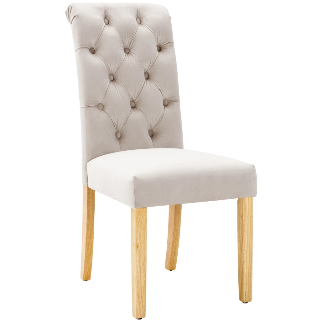 SEDIA da pranzo in velluto beige, Set da 6 pezzi