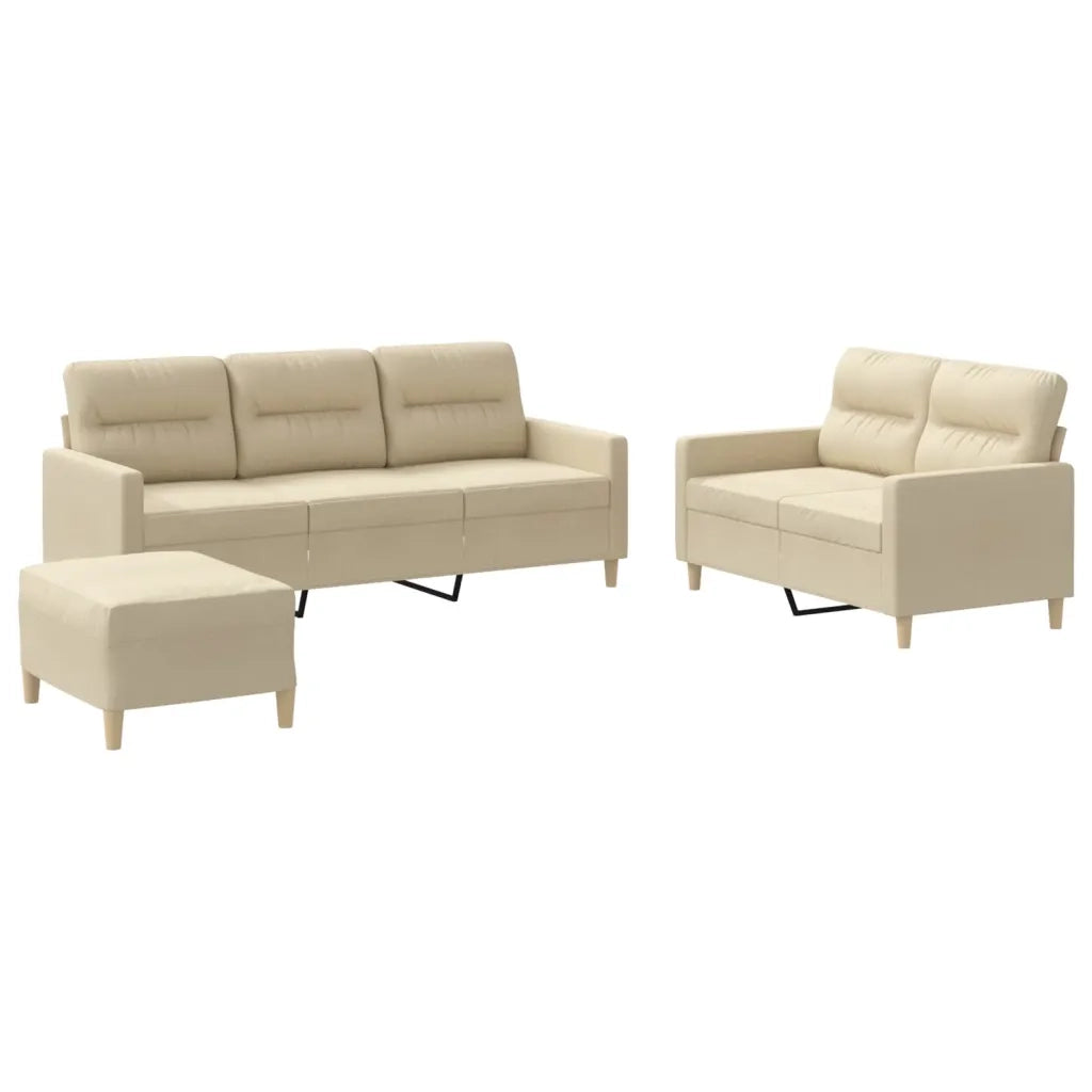 Set di Divani 3 pz con Cuscini Crema in Tessuto 3201610