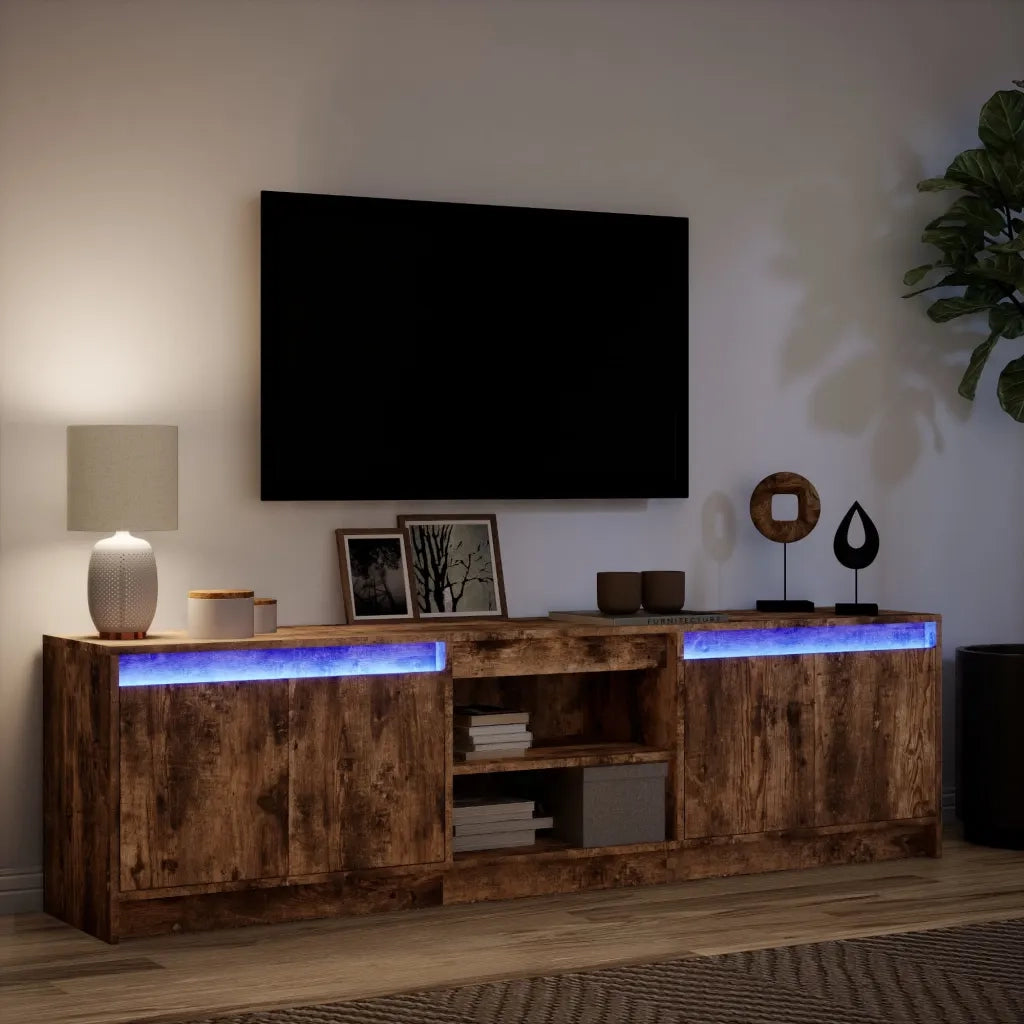 Mobile Porta TV con LED-Mobile per TV-Credenza TV Rovere Fumo 180x34x50cm in Truciolato 567547