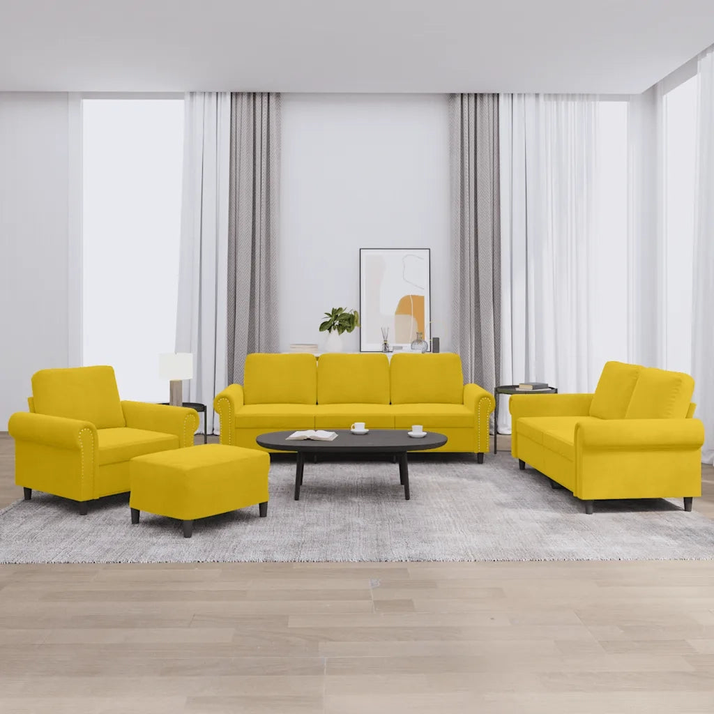 Set di Divani 4 pz con Cuscini giallo in Velluto 3202186