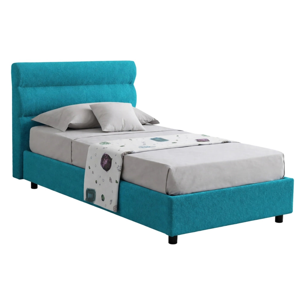 Brez, Letto Singolo Sfoderabile Made in Italy, Azzurro