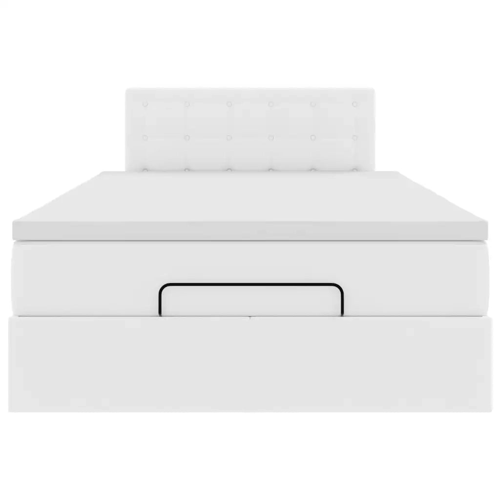 Pouf Letto con Materassi e LED Bianco Puro 120x190cm Similpelle 3312143