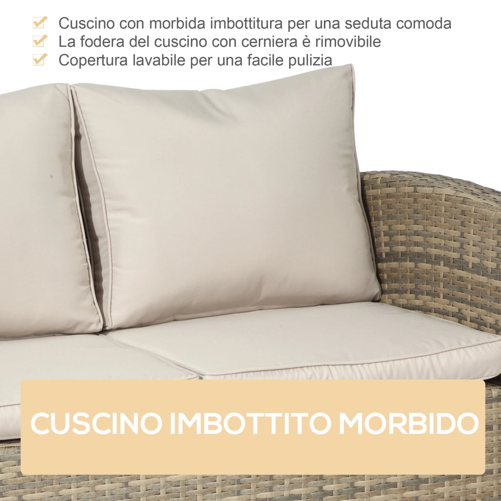 Set da Giardino 6 Pezzi in Rattan con Divani e Poltrone ¨C Zephmum ¨C Beige