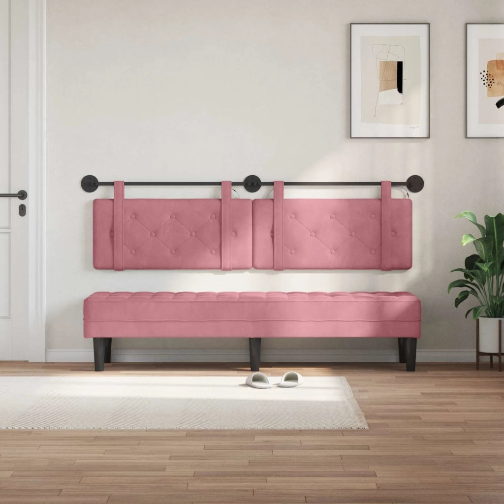 Testiera | Testata sospesa Con luce LED Rosa Velluto