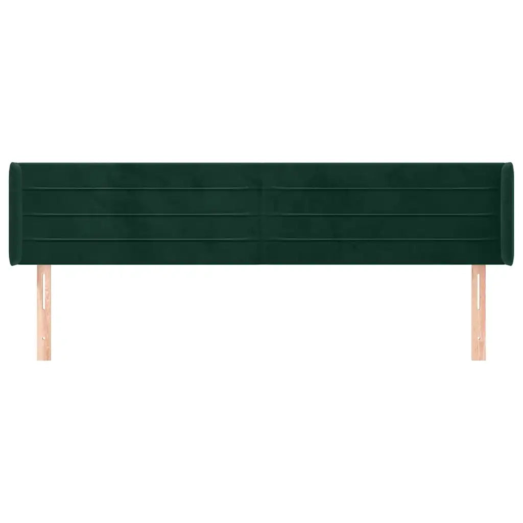 Testiera ad Orecchio-Testata con Orecchie Verde Scuro 203x16x78/88 cm in Velluto 762083