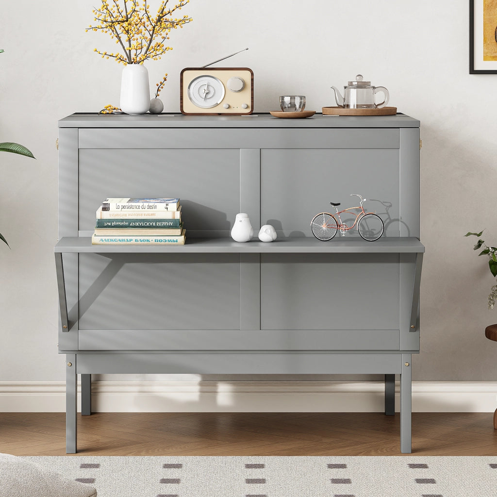 LETTO a ribalta verticale 90x200 cm Grigio in legno