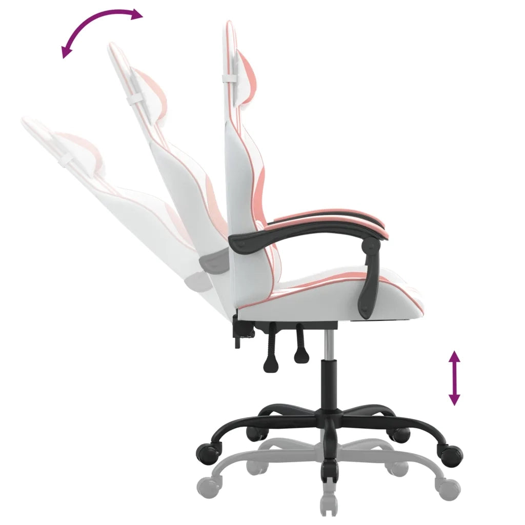 Sedia da Gaming Girevole Bianco e Rosa in Similpelle 349528