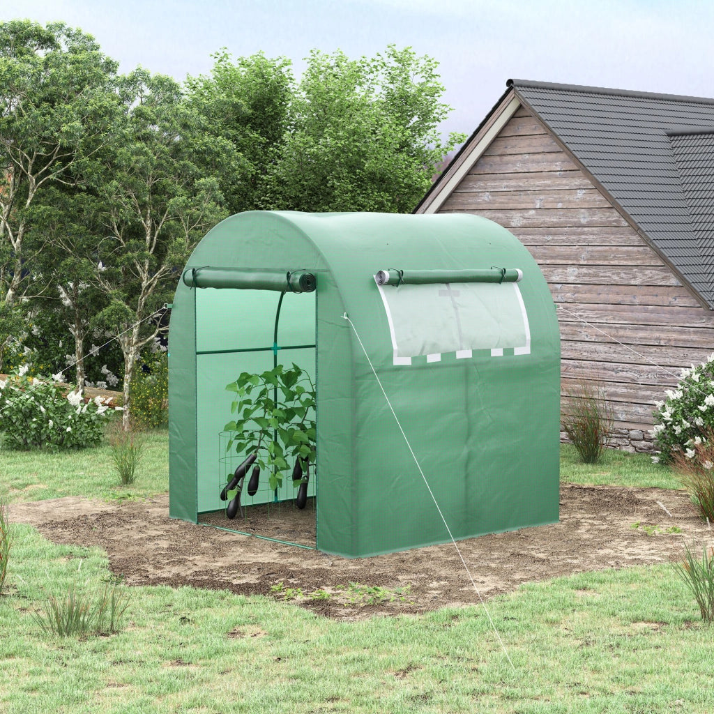 Serra da Giardino con Struttura in Acciaio e Copertura in Plastica Verde