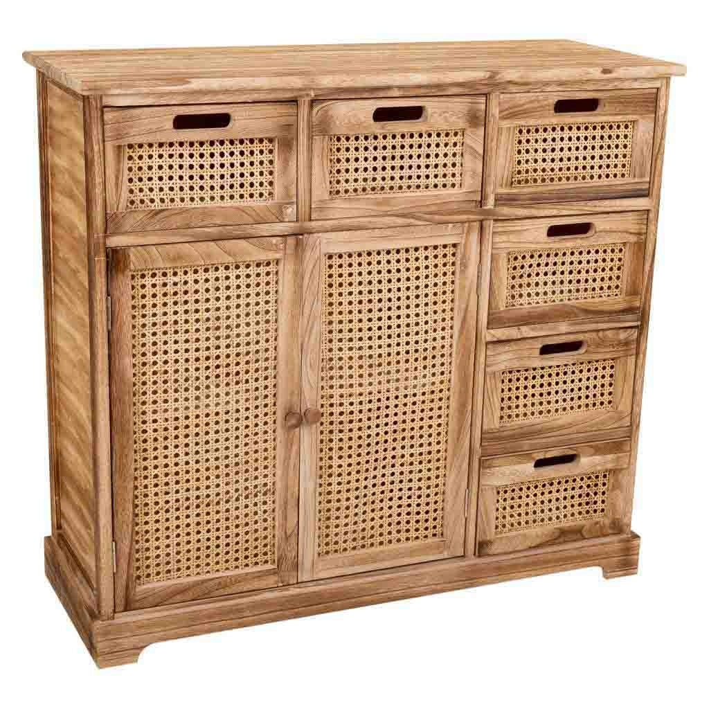 Credenza in legno e rete marrone 86x33x78,5h