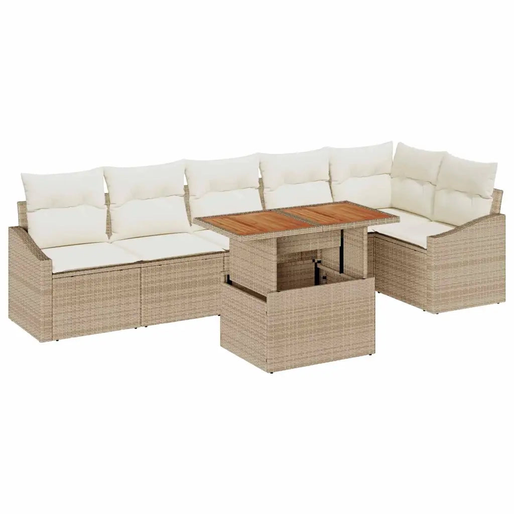 Set Divano da Giardino 7 pcs Beige Poly Rattan 3358584