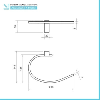 Set accessori a muro 5 pezzi in acciaio cromato e viti incluse  Unica