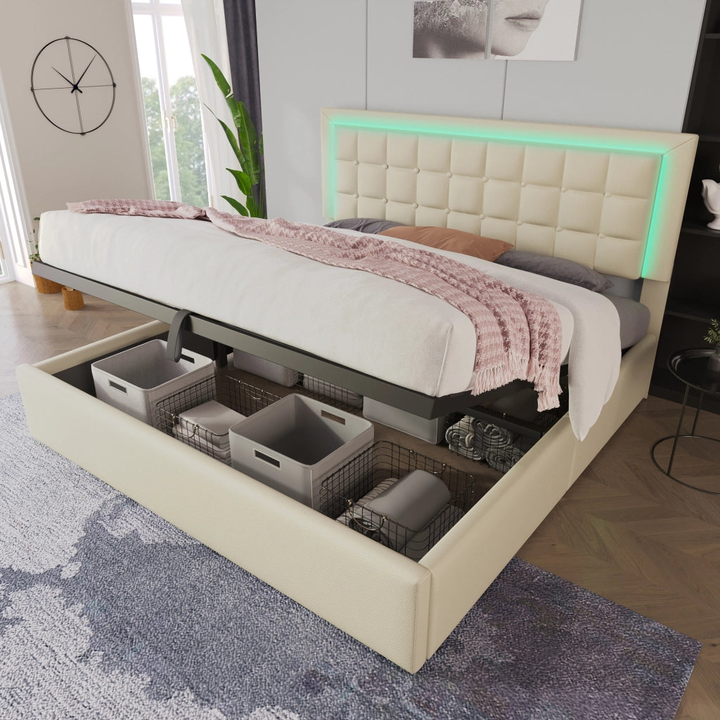letto imbottito in pu bianco 140x200 cm