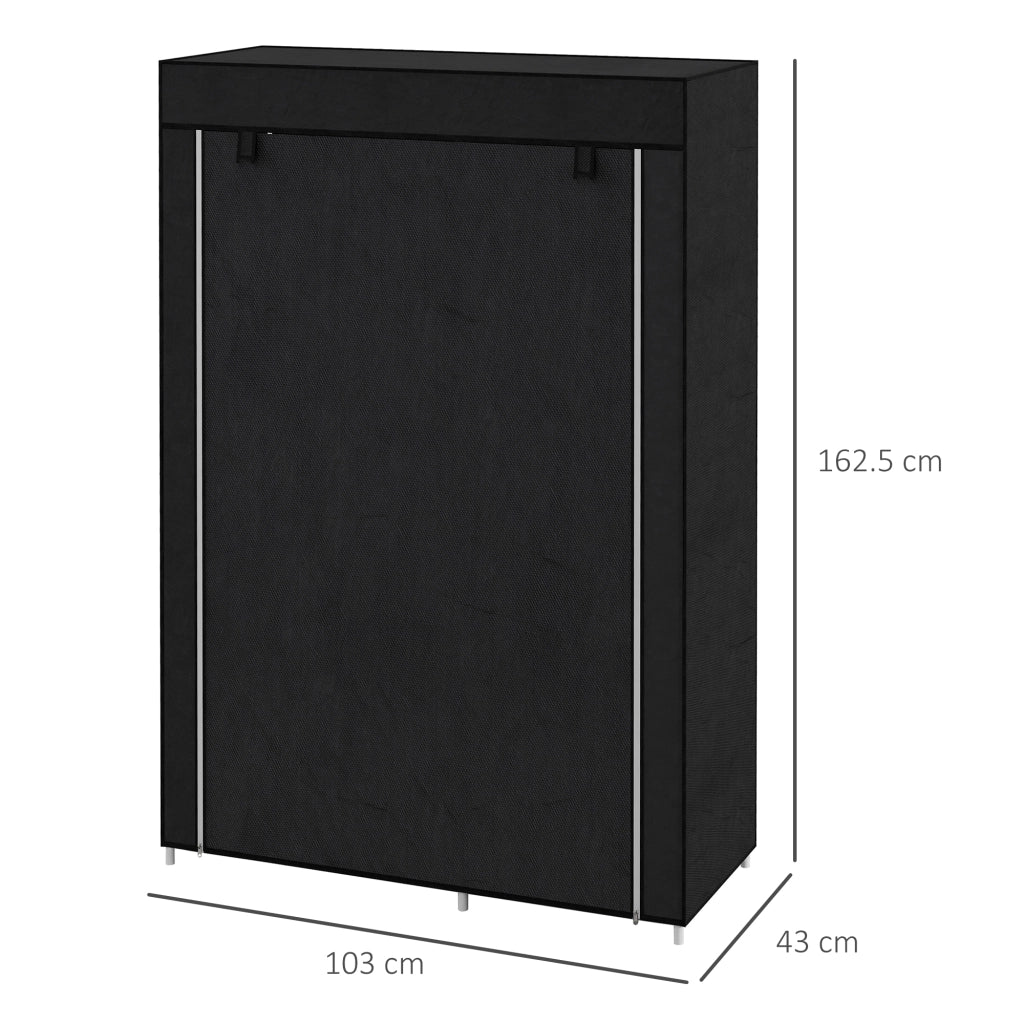 Armadio Guardaroba Portatile con 6 Ripiani e Appendino ¨C Minimal ¨C Nero 103x43x162.5 cm