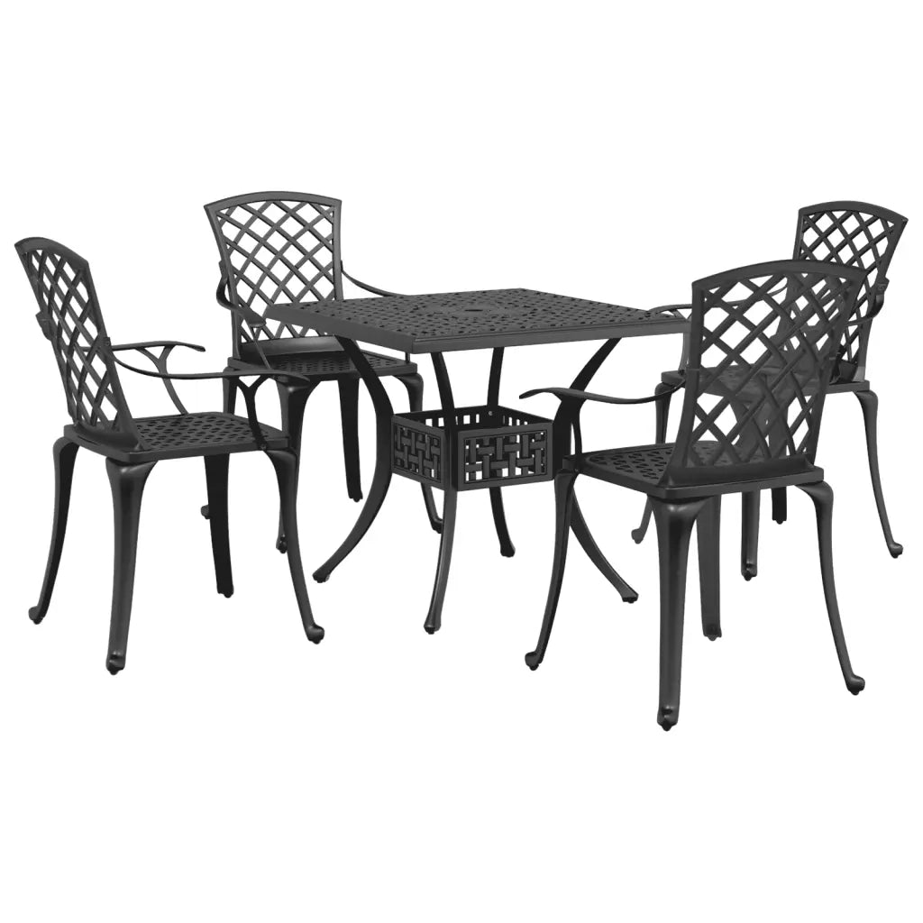 Set da Pranzo da Giardino 5 pz Nero in Alluminio Pressofuso 3216350