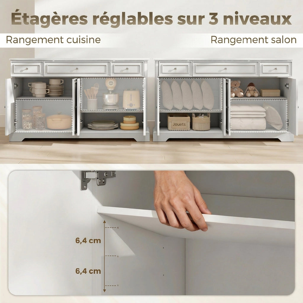 Cassettiera con 3 cassetti e 4 ante ¨C Minimal ¨C Bianco