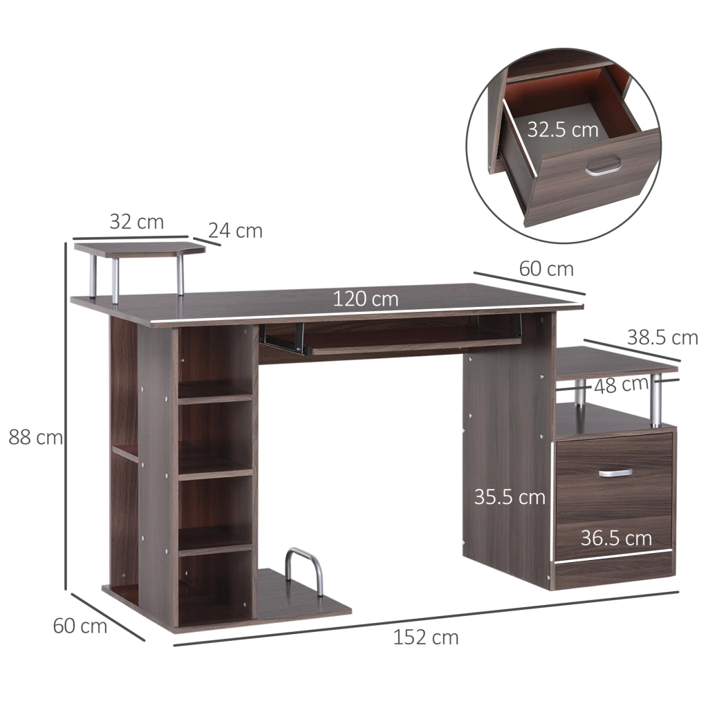 Scrivania per PC con Cassetto e Scaffale in Legno ¨C Minimal ¨C Legno
