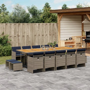 Set da pranzo da giardino da 15 pz con Cuscini in Polyrattan Grigio 3277768