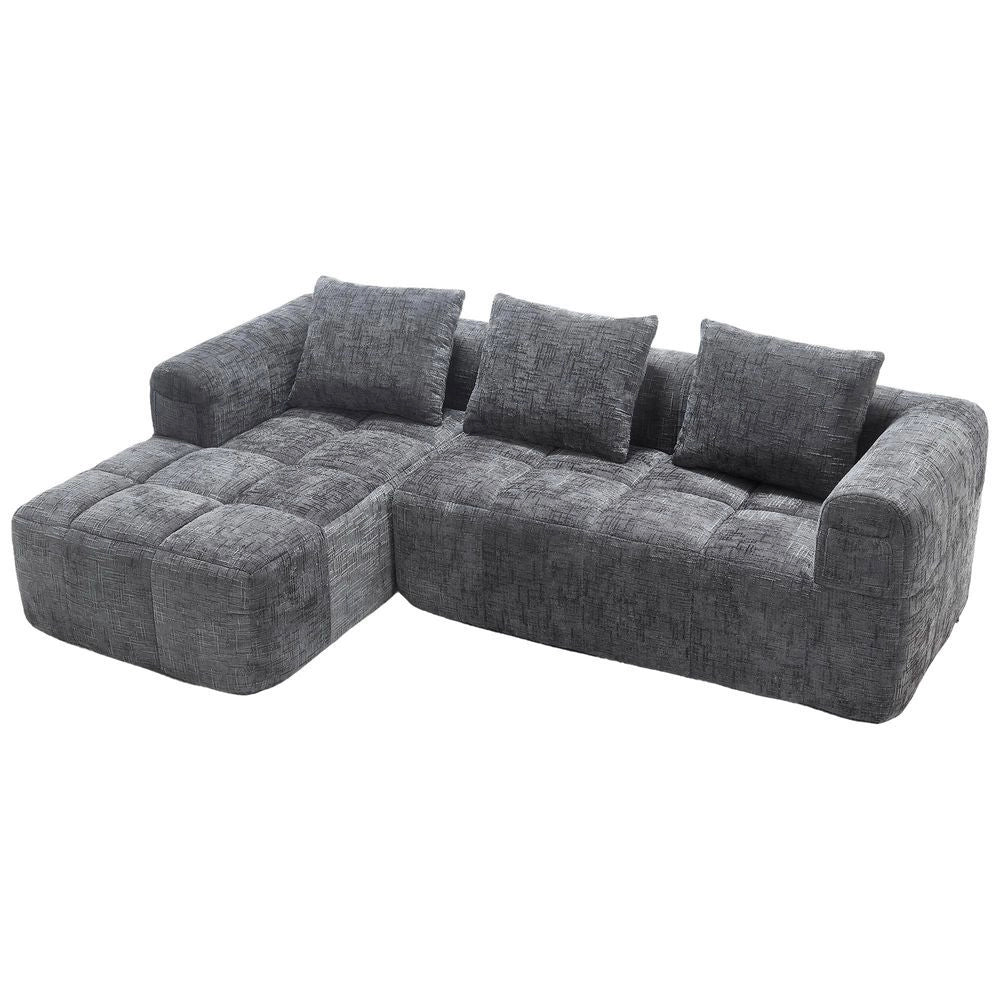 Divano modulare - Xylo - 3 posti forma L chenille tasche grigio