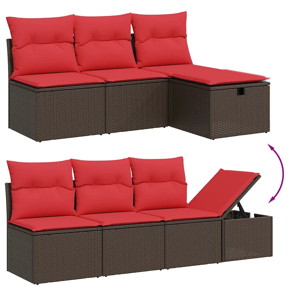 Set Divani da Giardino 9 pz con Cuscini Marrone in Polyrattan 3274714